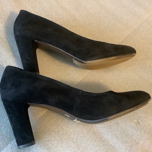 Aquatalia Women's Black Suede Slip on Pumps Block Heel Shoes Black Size 10 - Picture 5 of 9